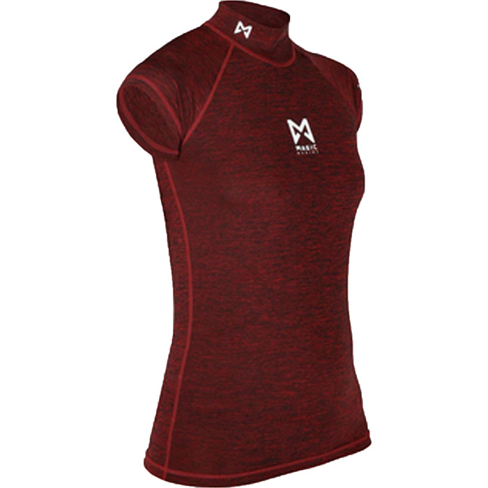 2022 Magic Marine Womens Cube Short Sleeve Rash Vest MM081012 - Red Melee